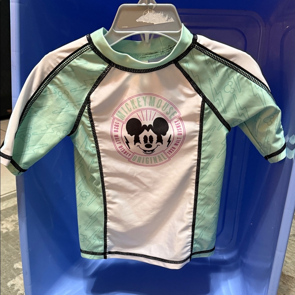 Disney Mickey Mouse Mint and White Rashguard